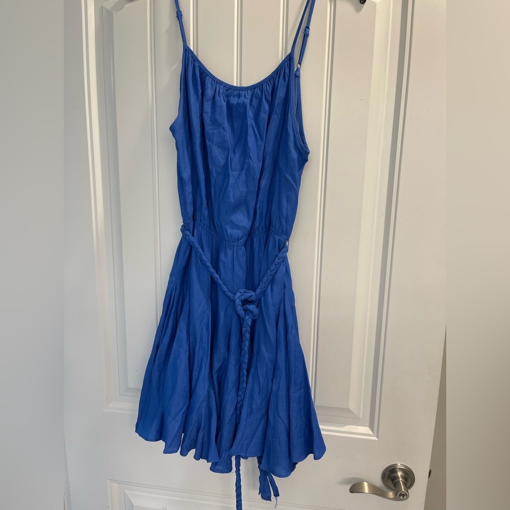 DO+BE dress ruffled periwinkle blue size large polyester rayon blend